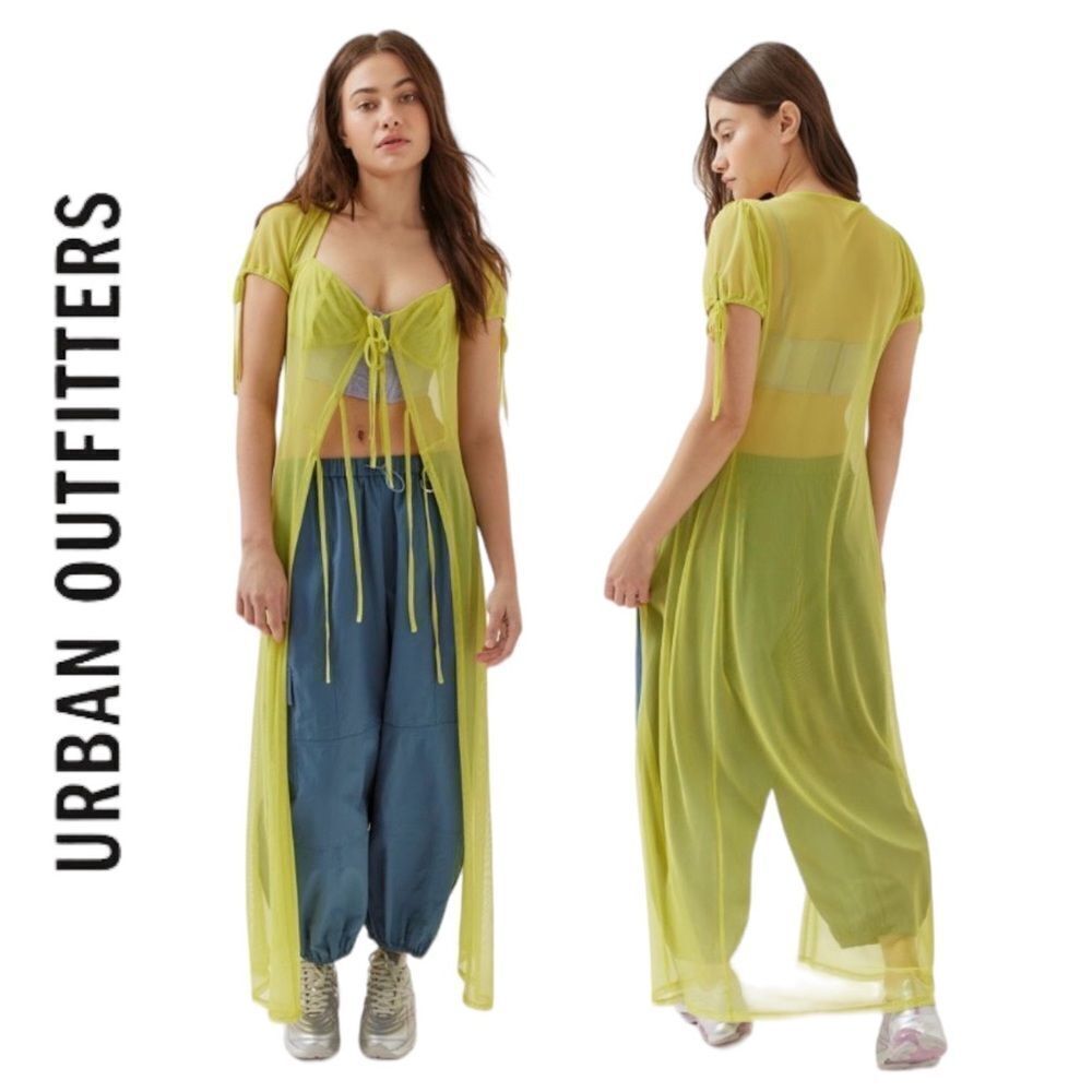 UO Urban Outfitters Lime Mesh Corset Robe NEW